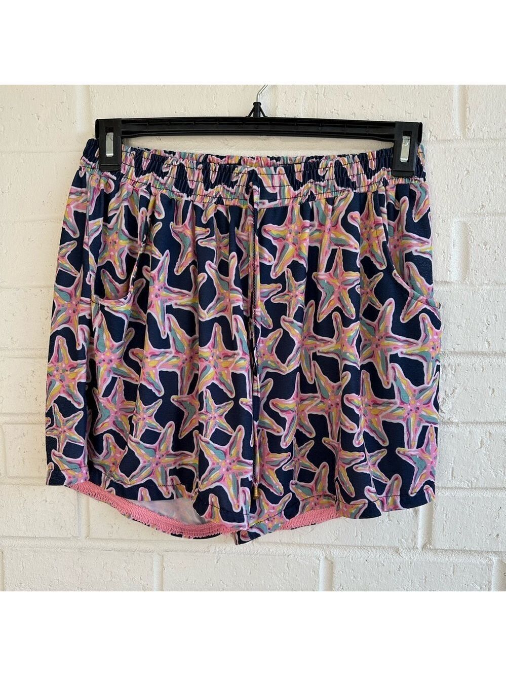 Simply Southern Navy background Athletic Shorts - Starfish in 3 colors Size L/XL